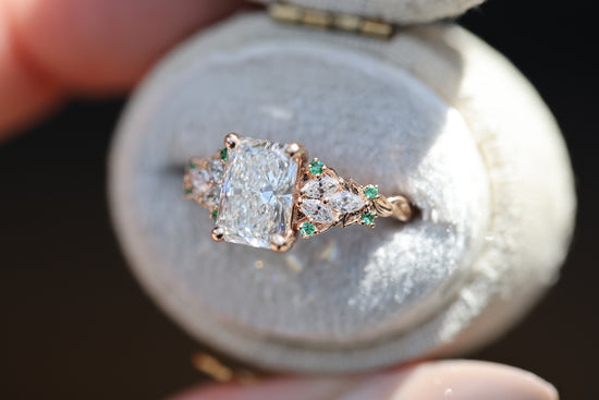 Enchanted garden with 1.3ct radiant lab diamond