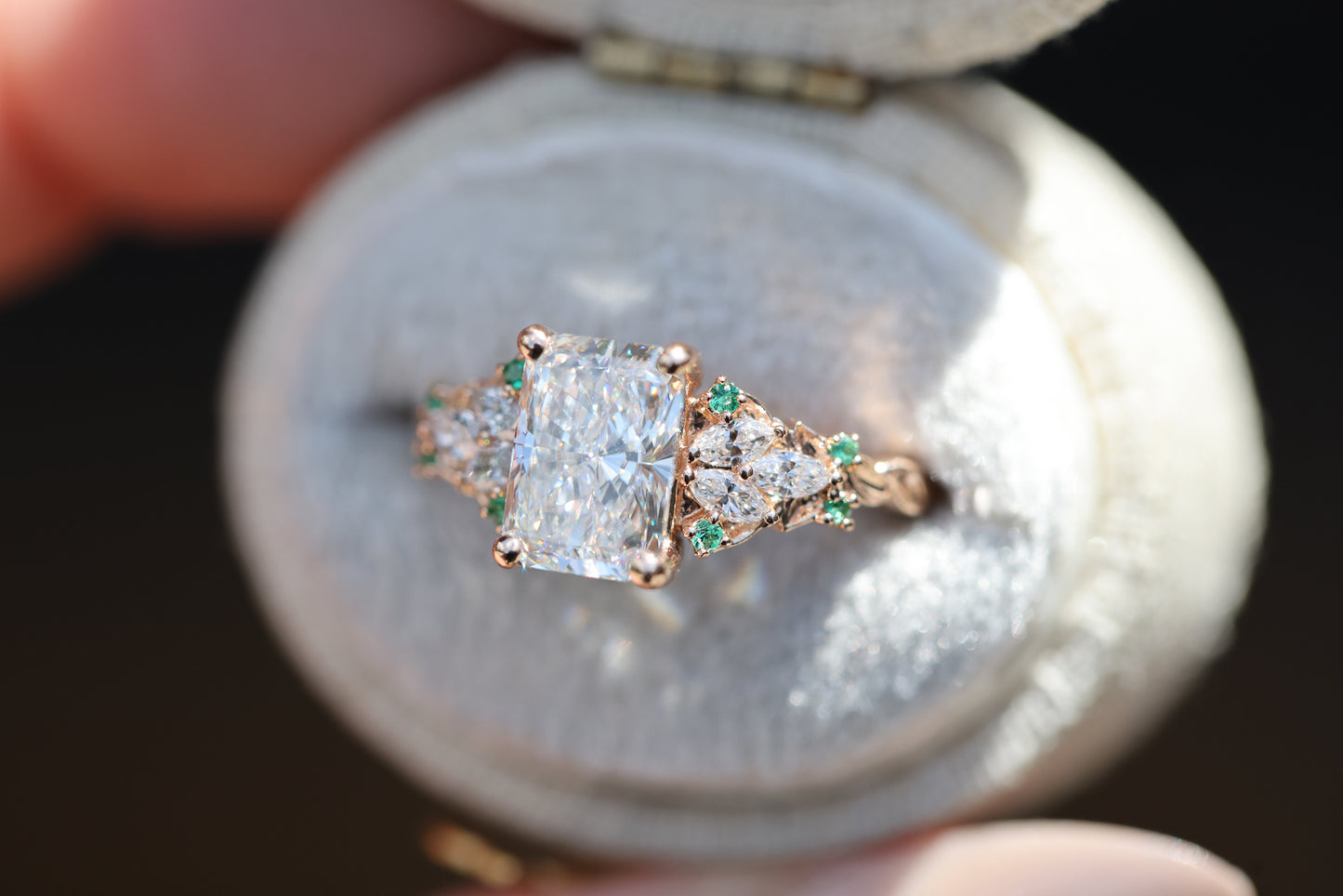 Enchanted garden with 1.3ct radiant lab diamond