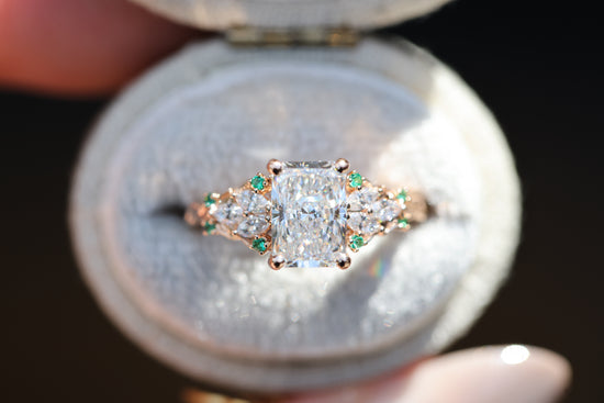 Enchanted garden with 1.3ct radiant lab diamond