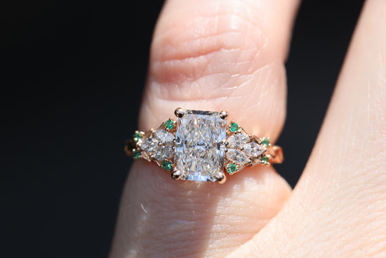 Enchanted garden with 1.3ct radiant lab diamond