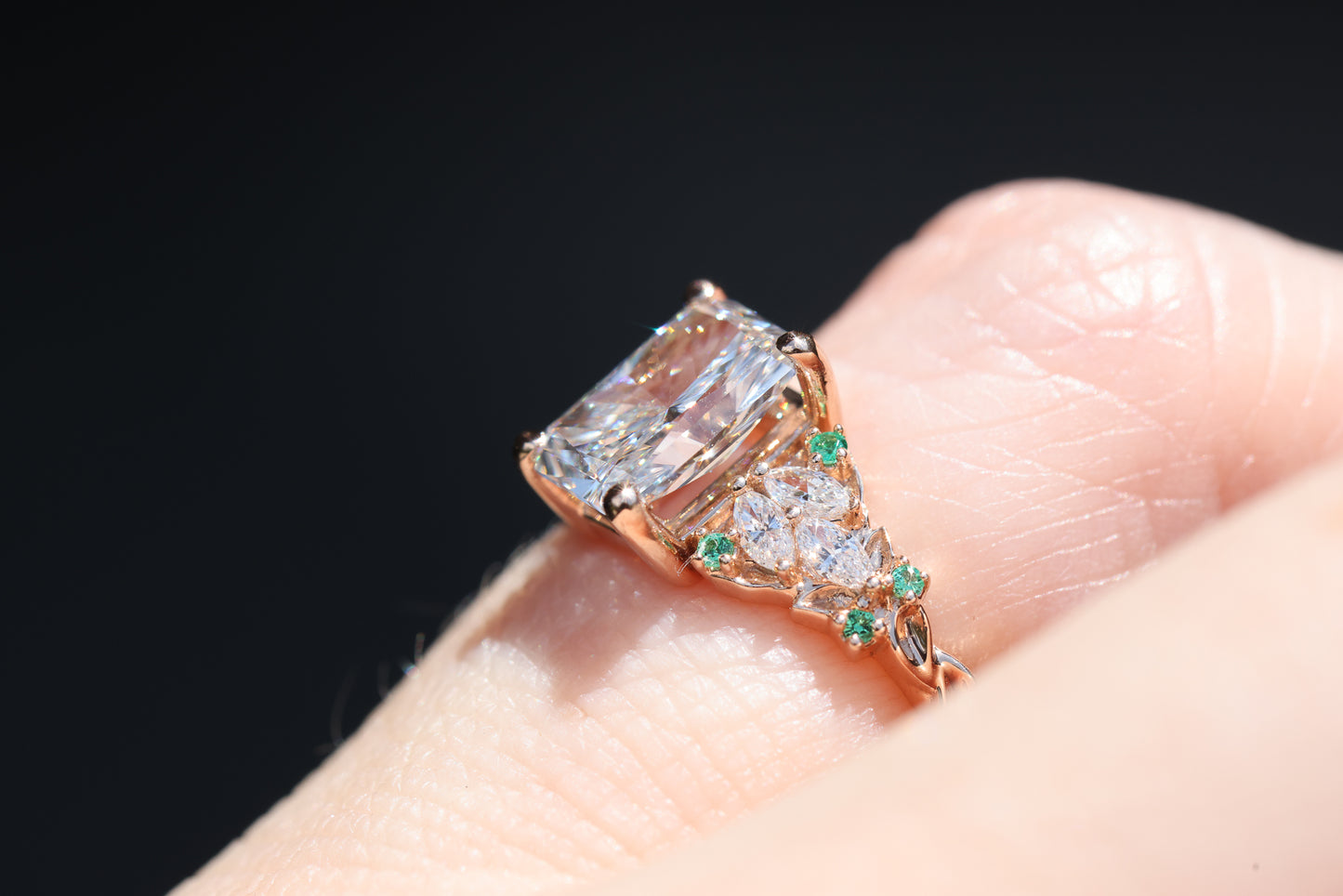 Enchanted garden with 1.3ct radiant lab diamond