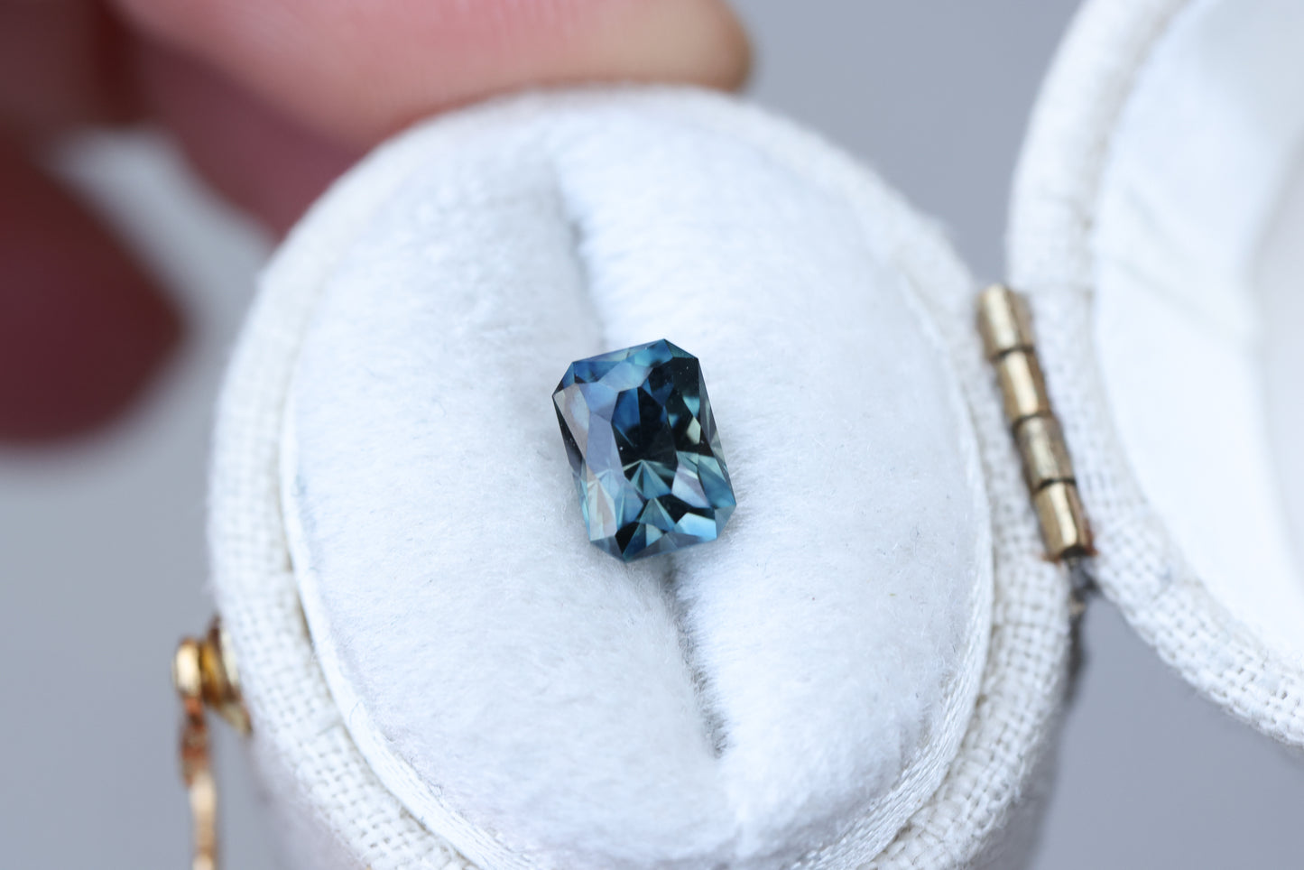 1.72ct rectangle blue sapphire, Regal Radiant cut by John Dyer