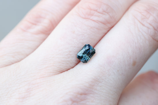 1.72ct rectangle blue sapphire, Regal Radiant cut by John Dyer