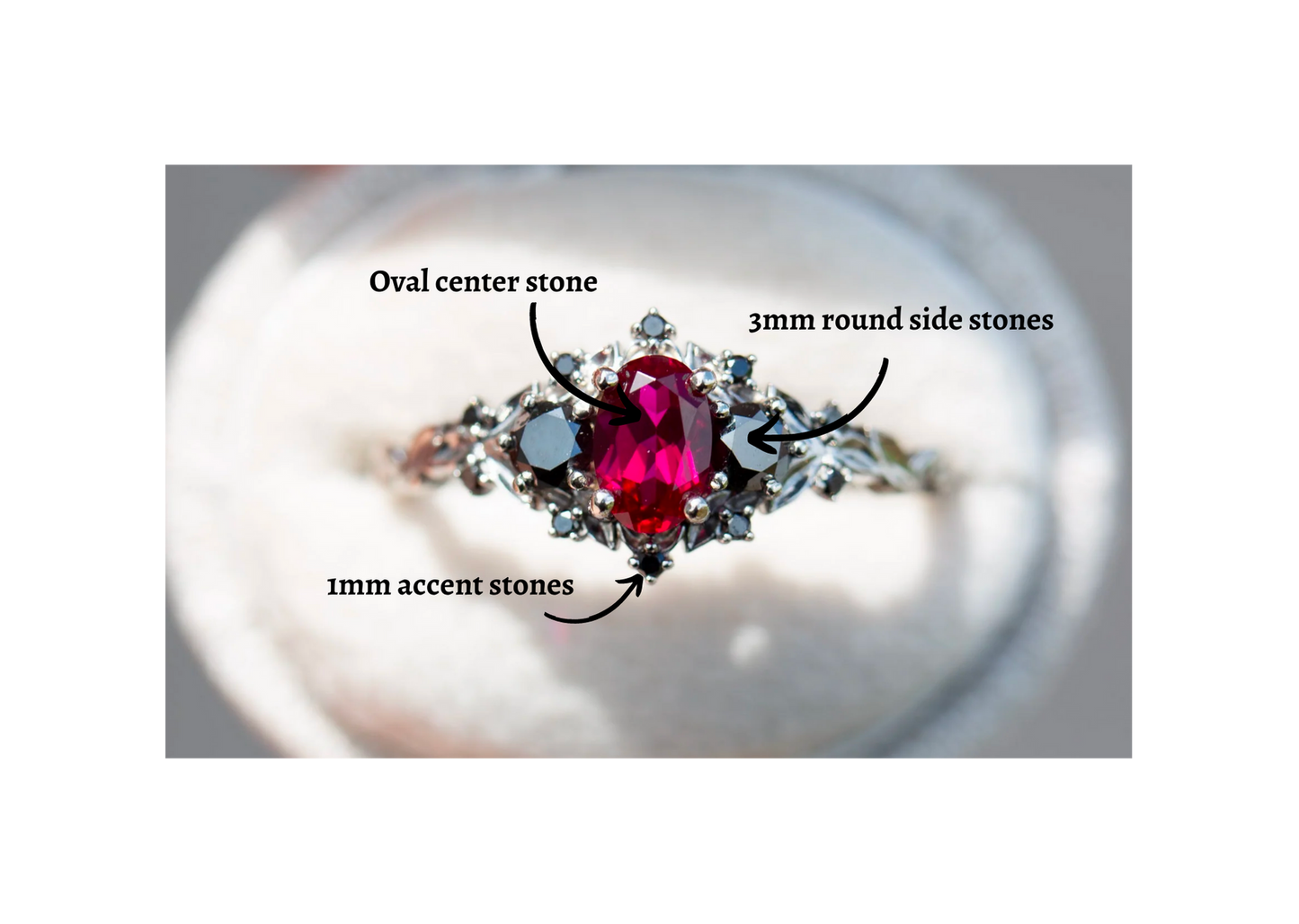Customize your own briar rose three stone with round side stones