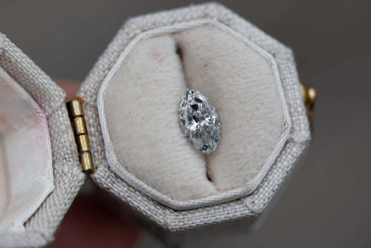 1.04ct marquise salt and pepper diamond