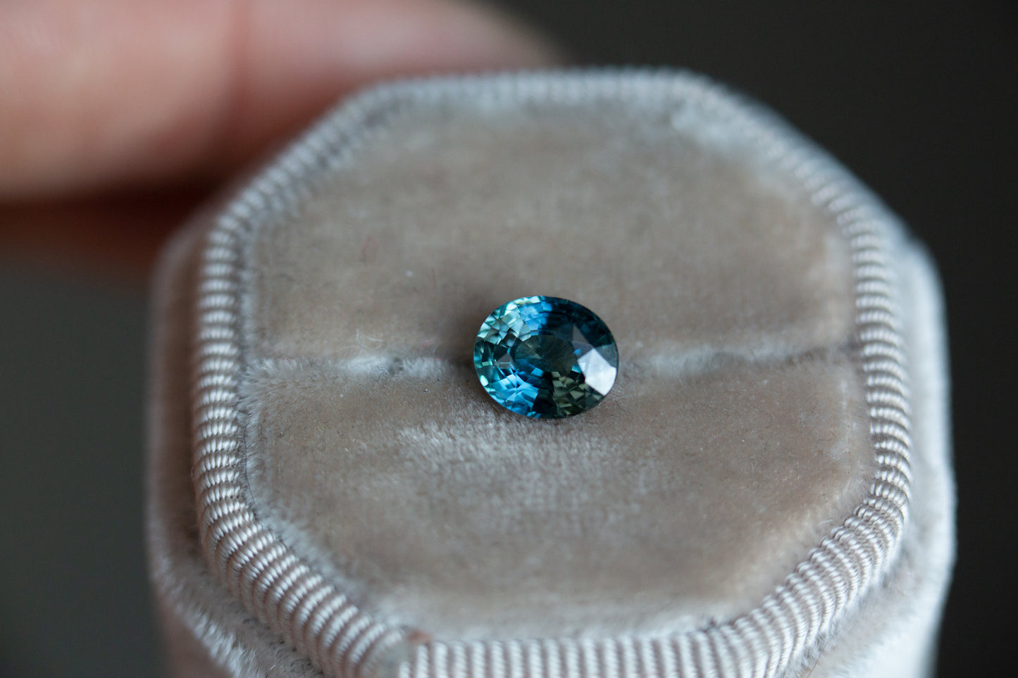 2.12ct oval indigo/teal sapphire