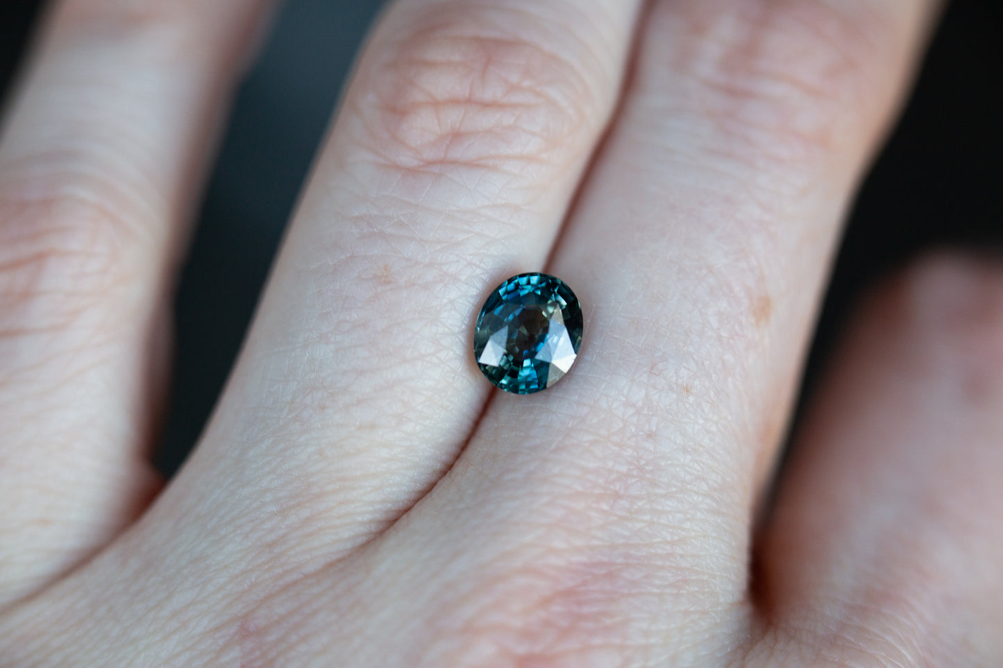 2.12ct oval indigo/teal sapphire