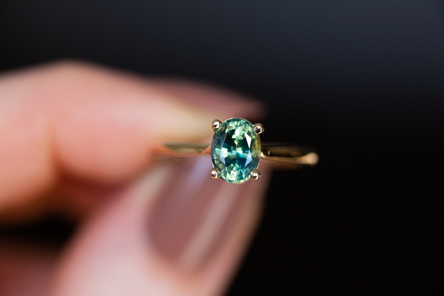 Load image into Gallery viewer, The Elora setting with oval teal green sapphire
