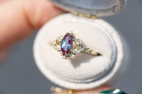 Aurora setting with marquise lab alexandrite