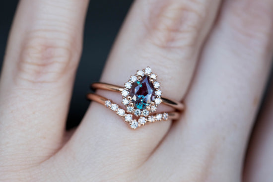 Load image into Gallery viewer, Pear alexandrite halo engagement ring
