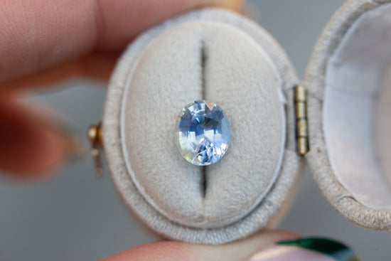 ON HOLD 2.59ct oval powder blue sapphire