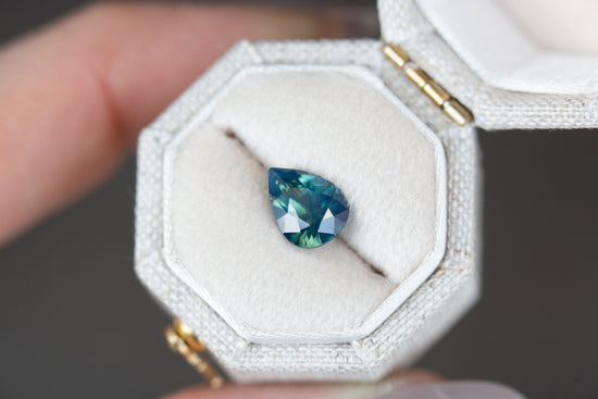 1.6ct opalescent blue green pear sapphire