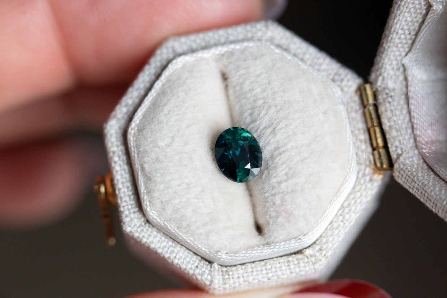 1.16ct oval deep blue green sapphire