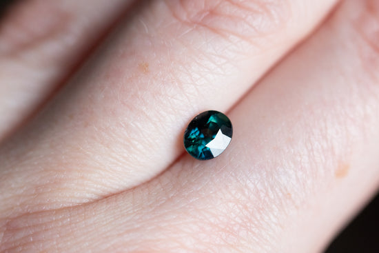 1.16ct oval deep blue green sapphire