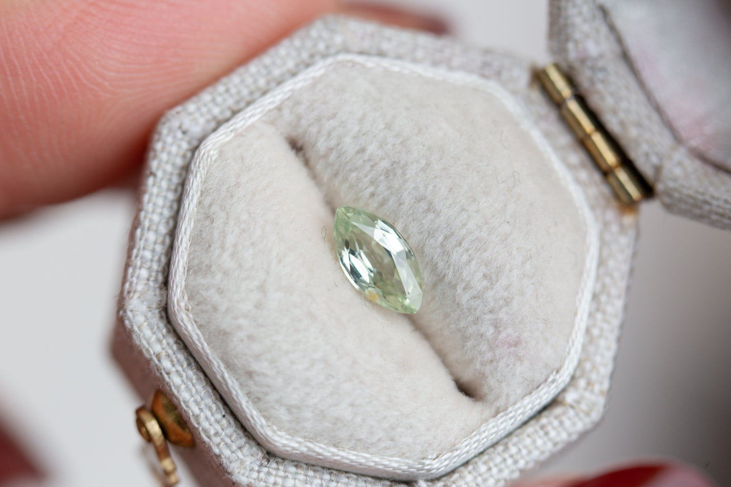 ON HOLD .76ct marquise light green/yellow sapphire