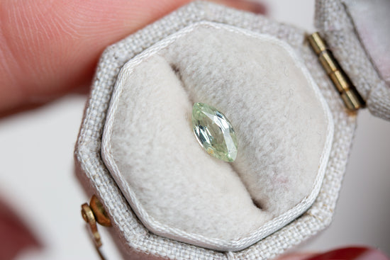 ON HOLD .76ct marquise light green/yellow sapphire