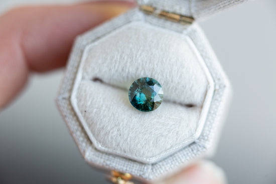 1.26ct round blue green sapphire