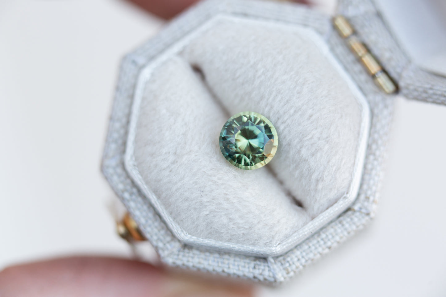 1.12ct round green teal sapphire