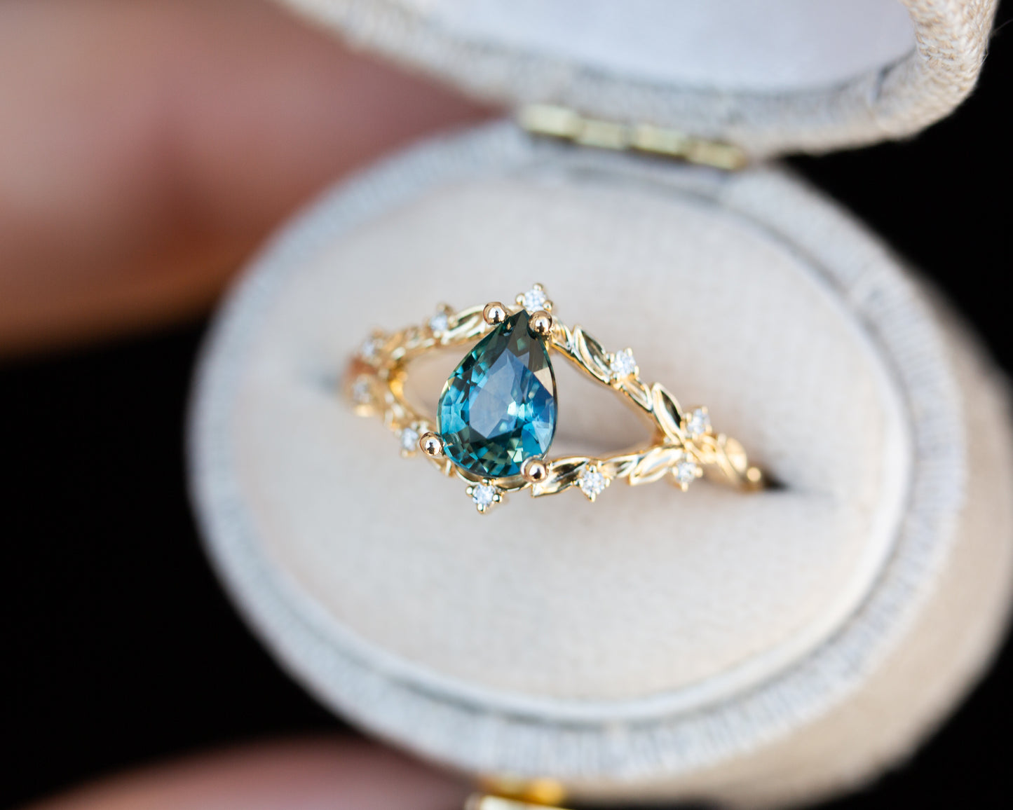 Briar rose with teal Montana sapphire