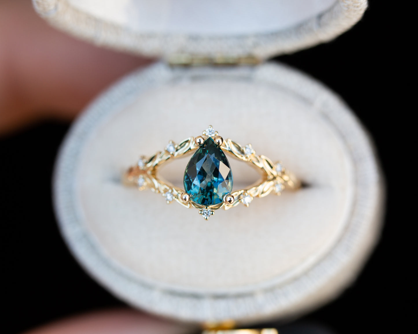 Briar rose with teal Montana sapphire
