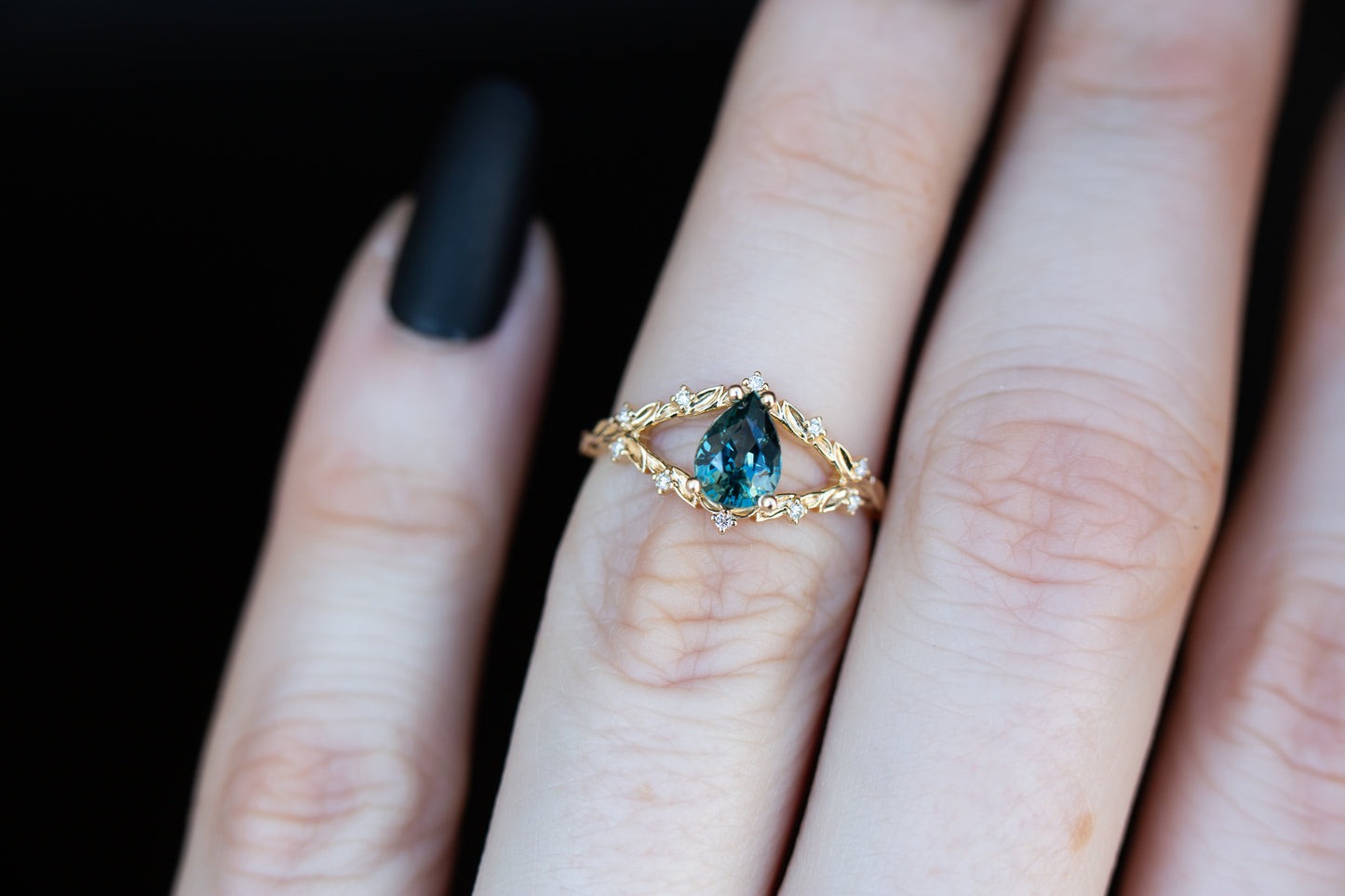 Briar rose with teal Montana sapphire