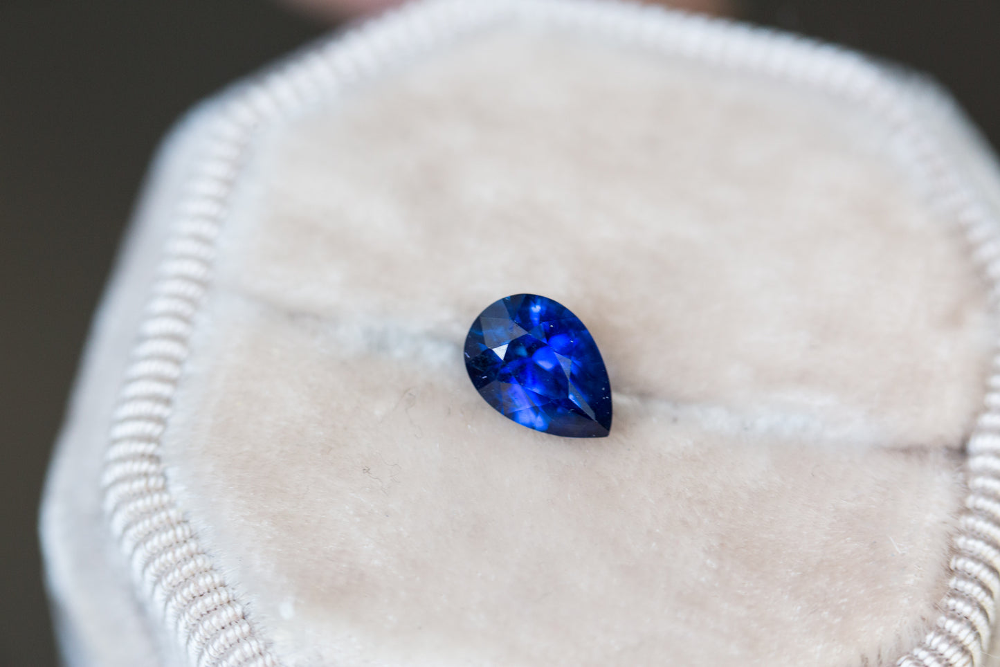 1.15ct pear velvet blue sapphire