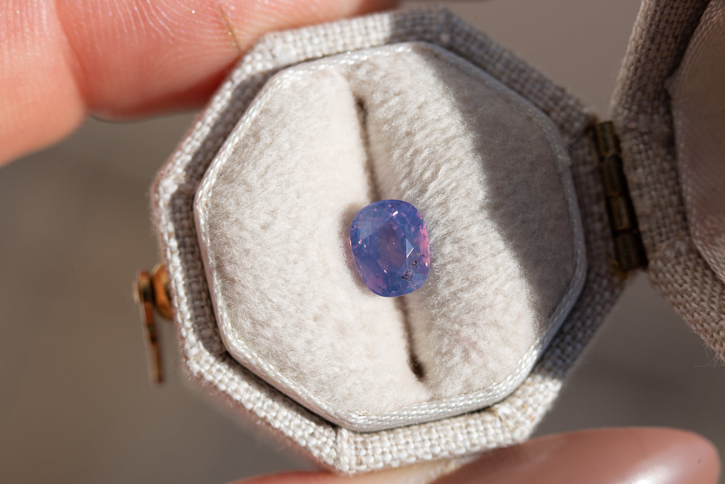 Load image into Gallery viewer, 1.12ct cushion cut opalescent purple sapphire

