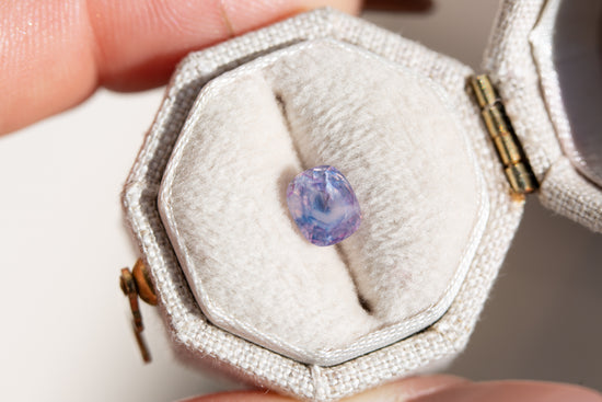 1.16ct cushion cut opalescent blue, pink lavender sapphire