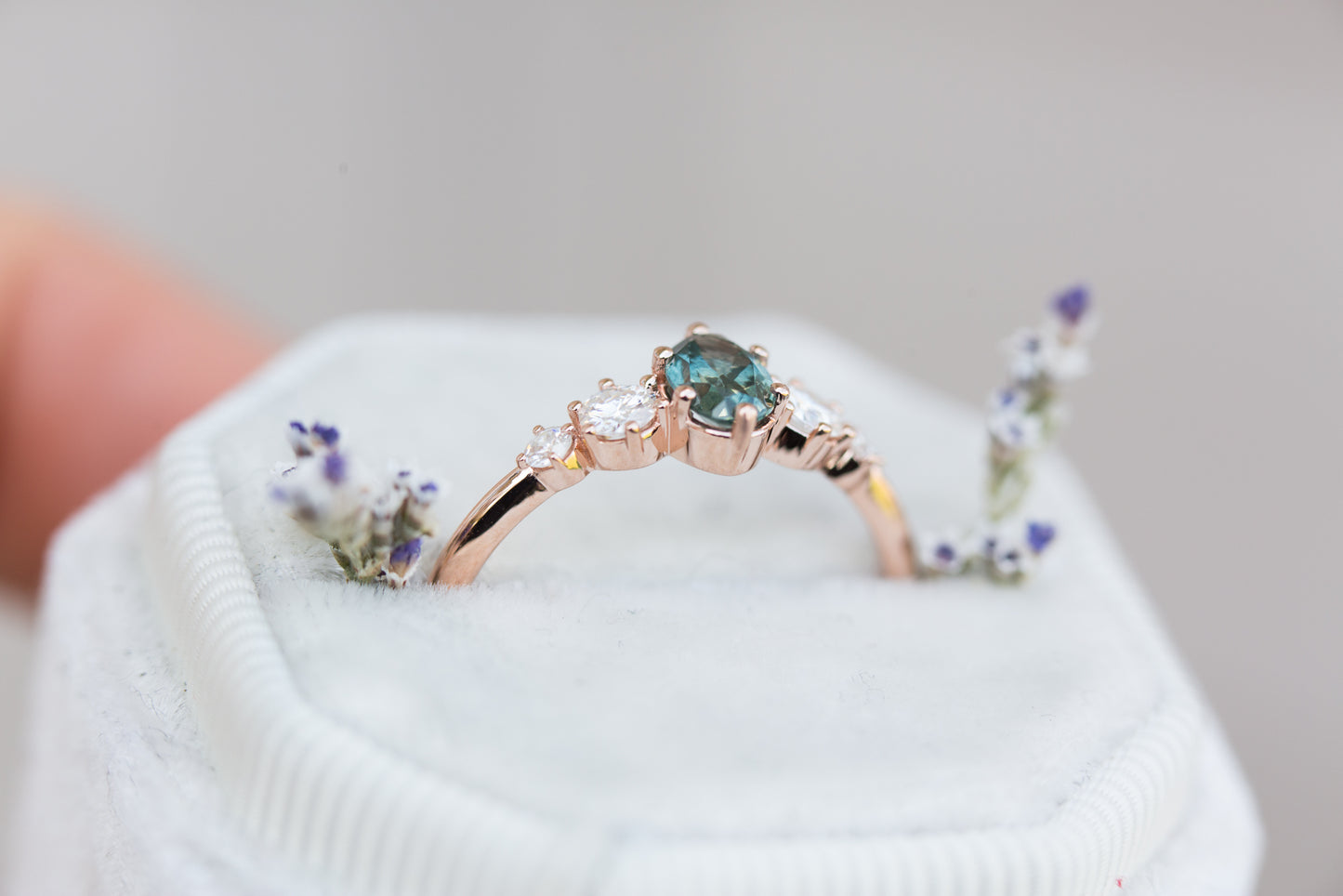 Oval Montana sapphire five stone ring