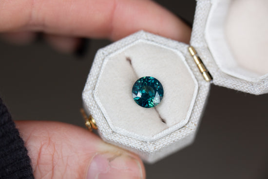 2.2ct 8mm round blue green sapphire