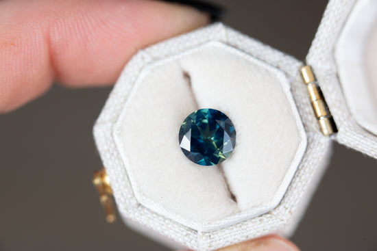 1.85ct round blue green sapphire