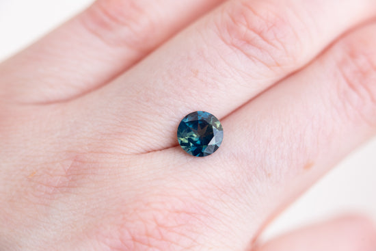 1.85ct round blue green sapphire