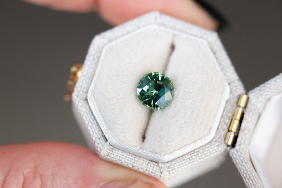 1.66ct round green teal sapphire