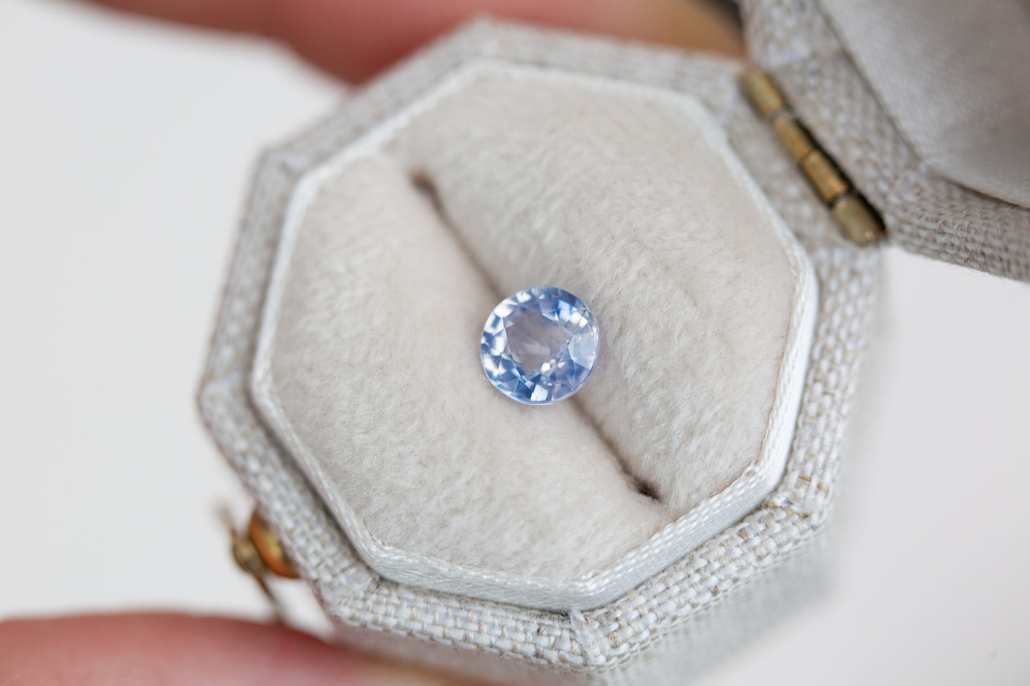 Load image into Gallery viewer, .89ct opalescent blue white sapphire
