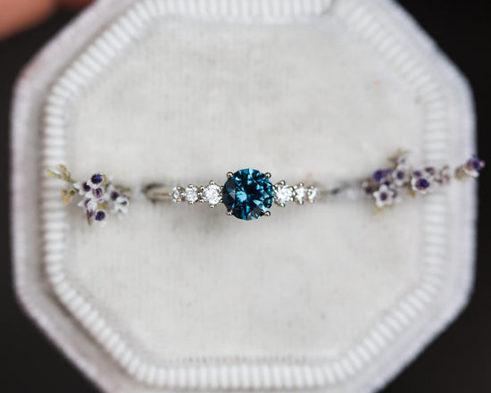 Montana sapphire and diamond seven stone ring