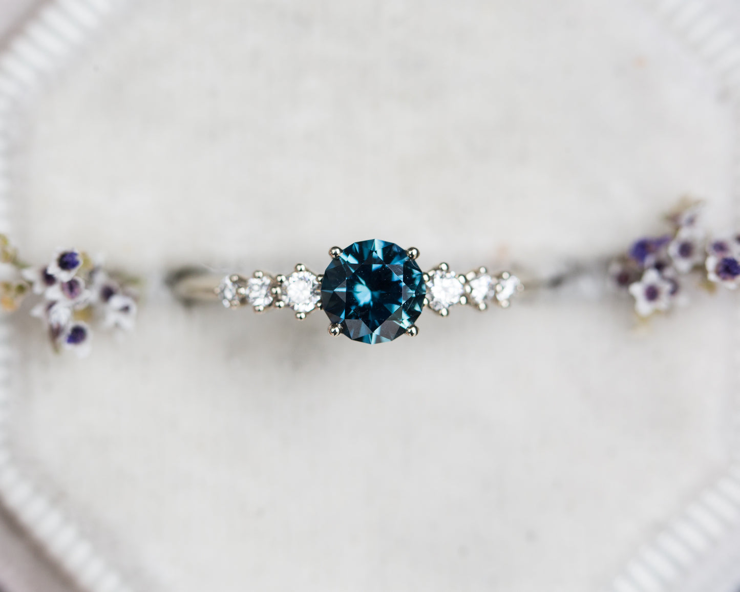 Montana sapphire and diamond seven stone ring