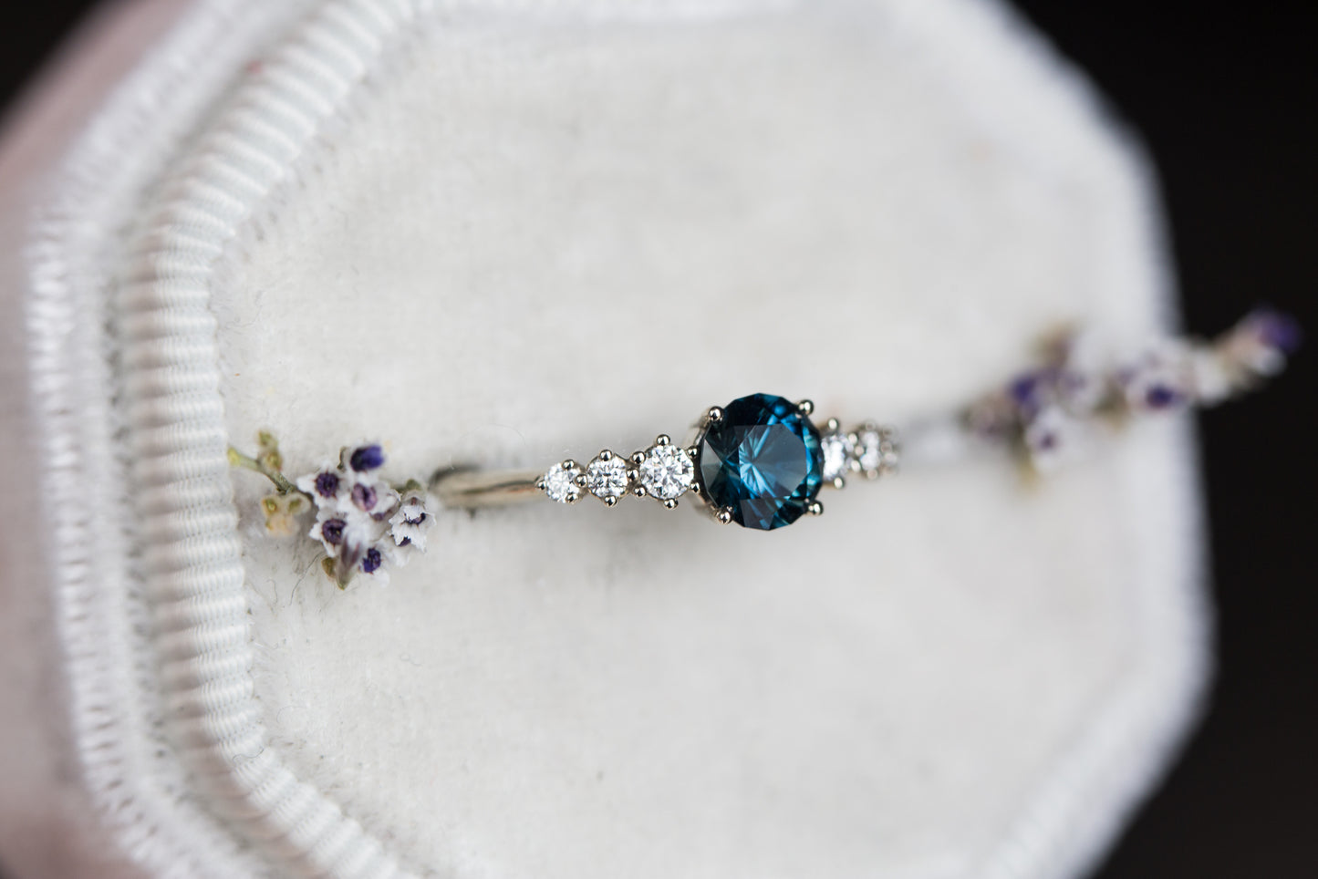 Load image into Gallery viewer, Montana sapphire and diamond seven stone ring
