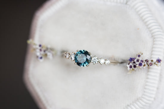 Montana sapphire and diamond seven stone ring