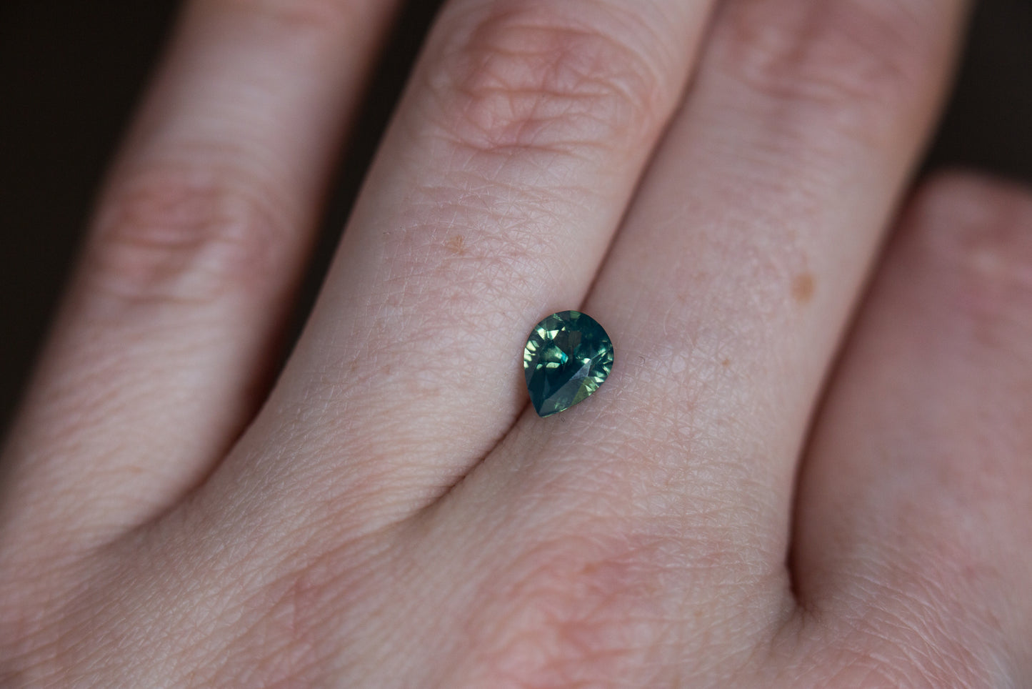 1.14ct pear opalescent teal sapphire