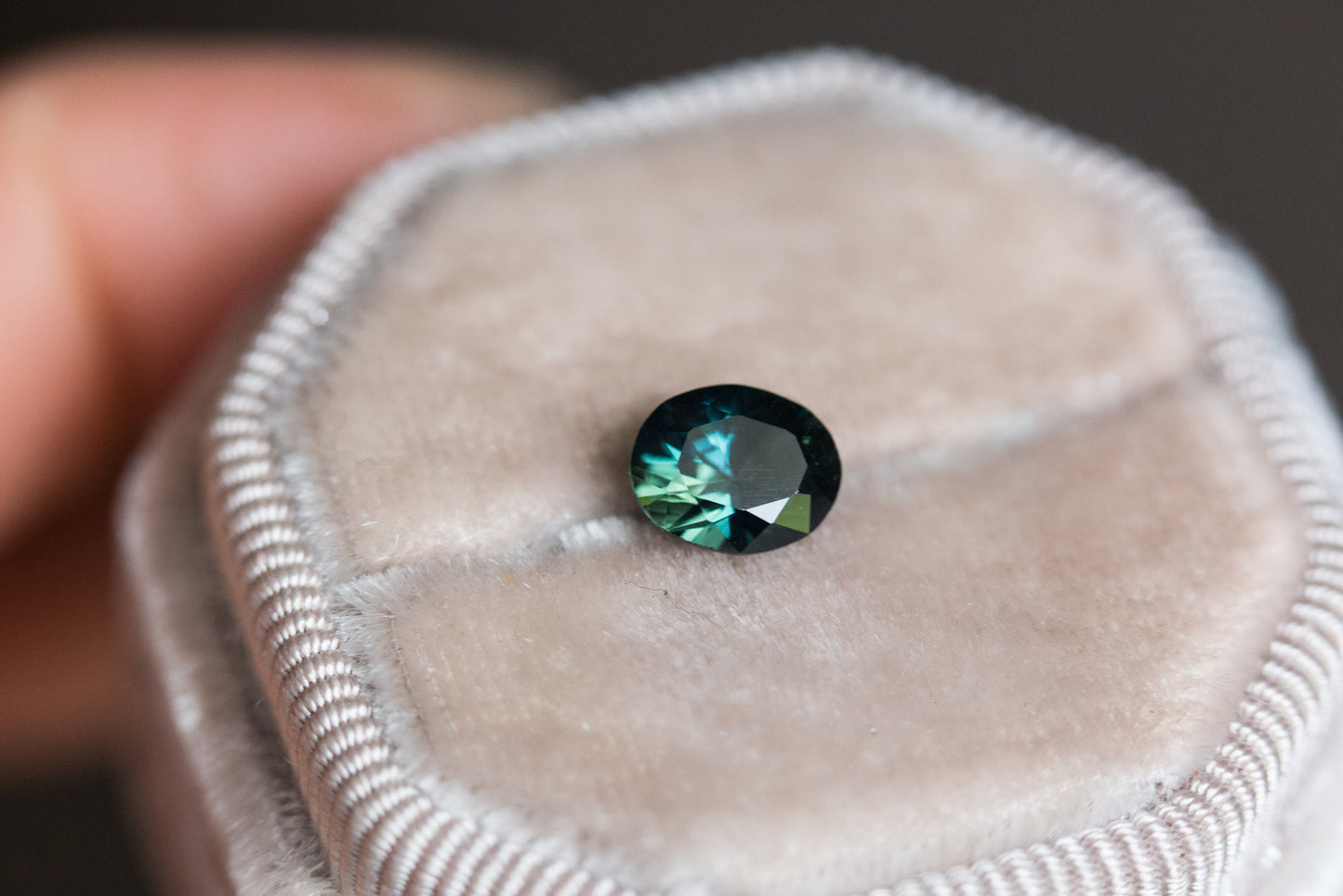 1.56ct oval dark blue green sapphire