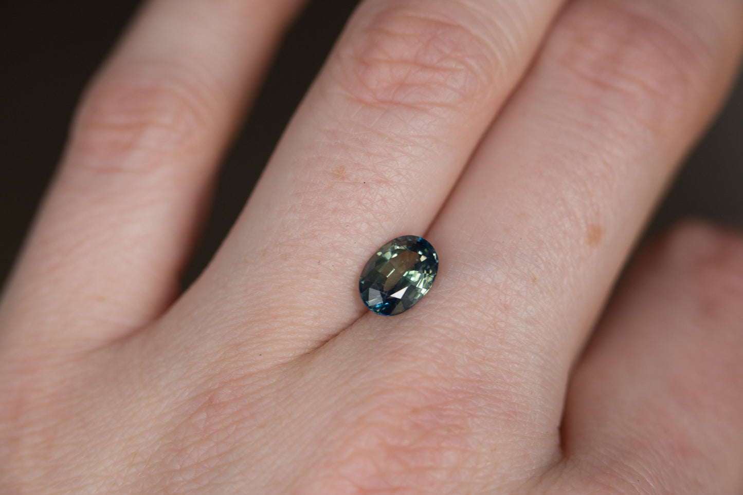 2.01ct oval parti blue green sapphire