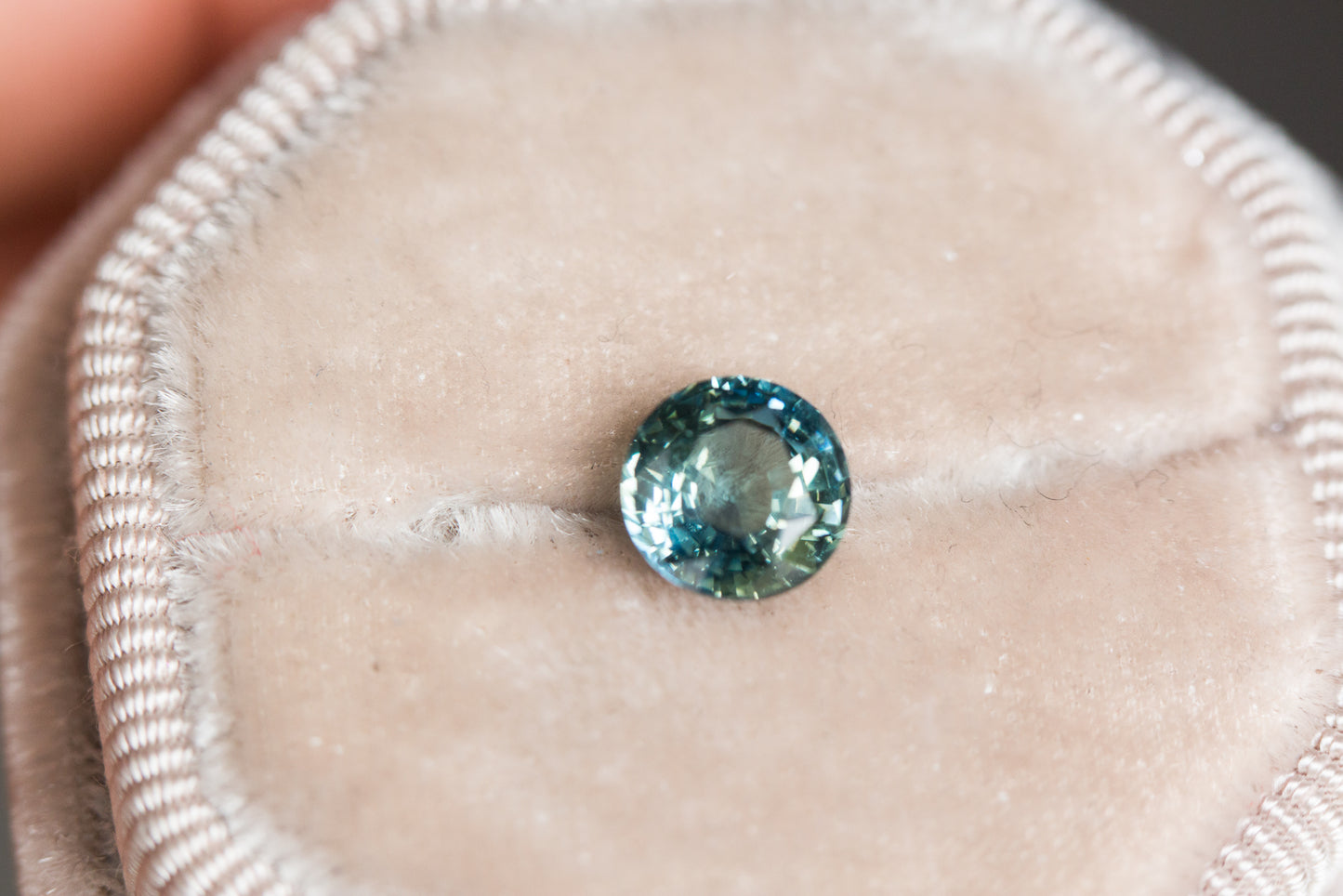 1.77ct round blue green sapphire