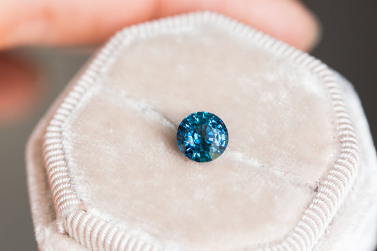 1.8ct round blue green sapphire