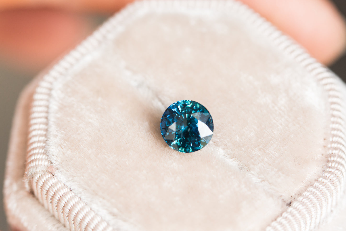 1.8ct round blue green sapphire