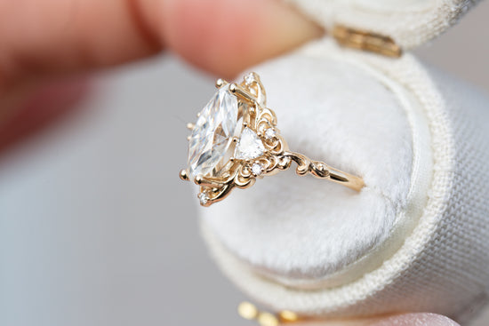 Diamond Chevron Halo Engagement Ring Marquise Center Stone - Aurora –  Moissanite Rings