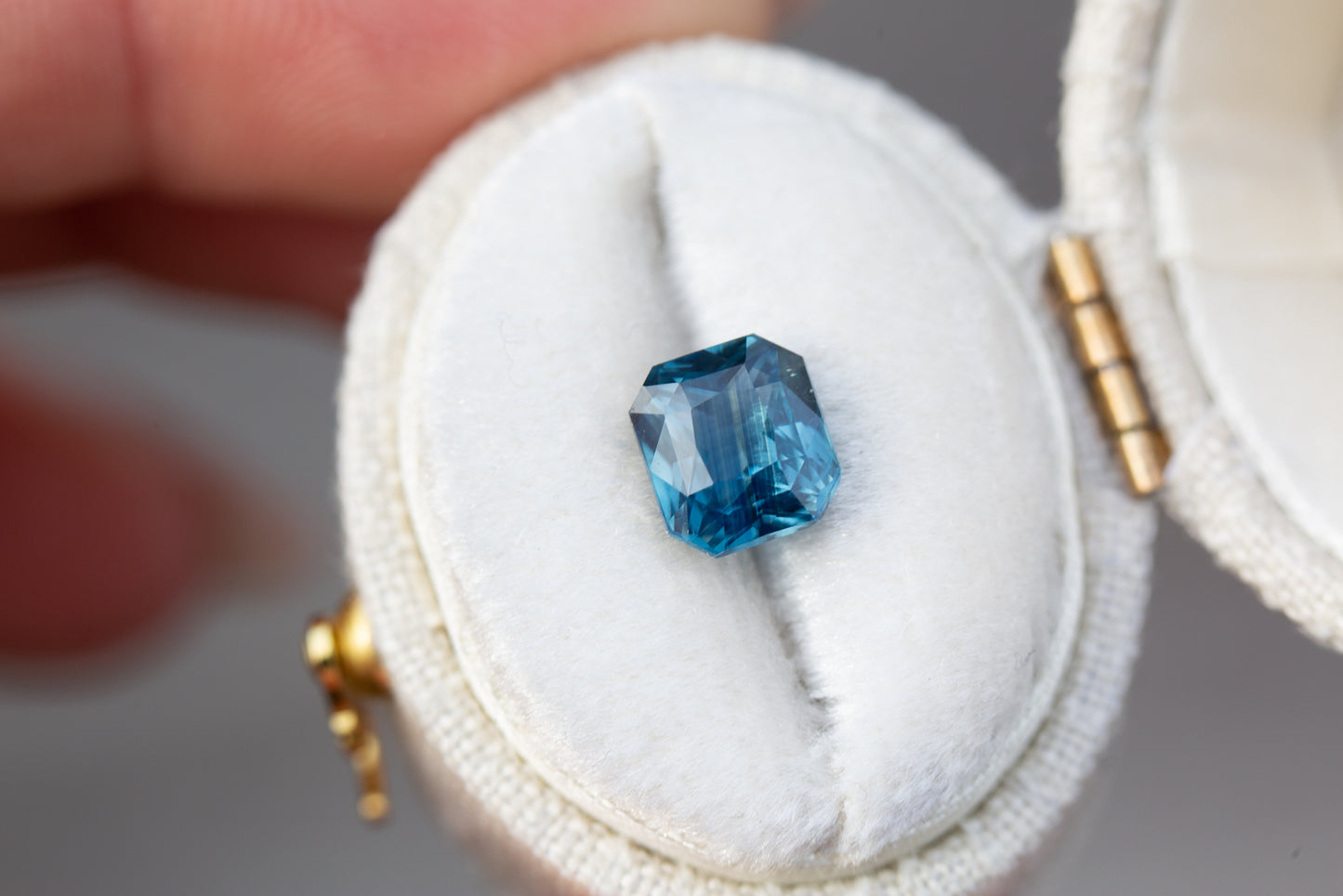 2.05ct radiant cut blue teal sapphire