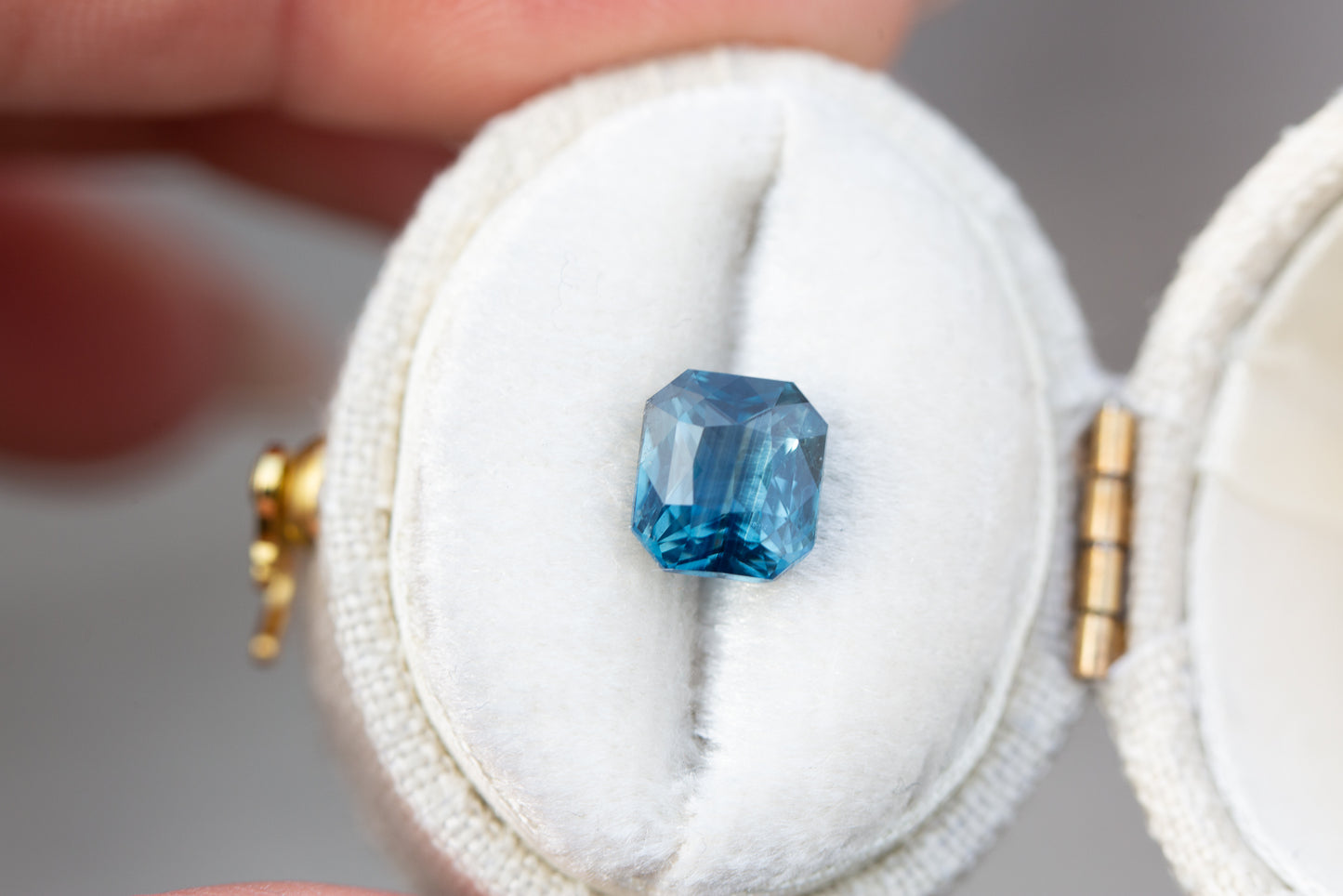 2.05ct radiant cut blue teal sapphire