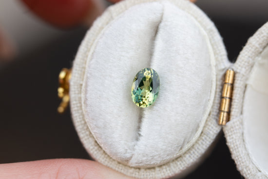 Load image into Gallery viewer, 1.05ct oval parti yellow green sapphire

