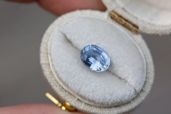 2.02ct oval powder blue periwinkle sapphire