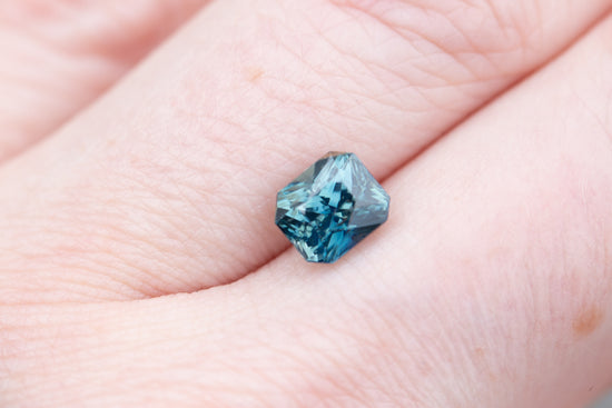 2.09ct radiant cut blue teal sapphire